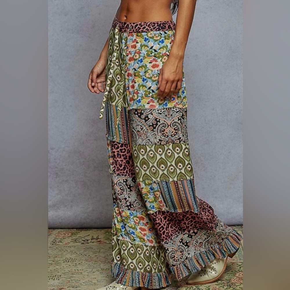 081 - Pol Multicolor Patchwork Palazzo Pants - image 3